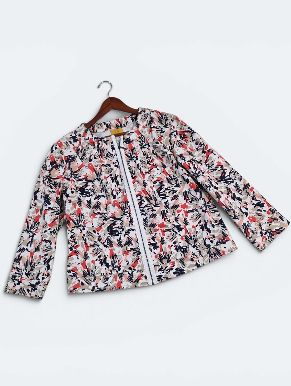 Ruby Rd Women's Size 12 Multicolor Abstract Print Zip Up Lightweight Jacket